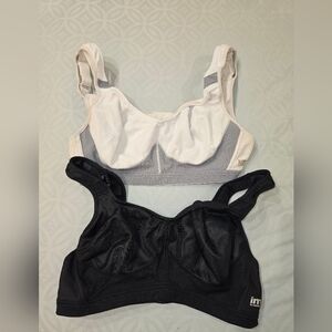 Lilyette In Motion Sports Bra 38D White Gray, Adjustable High Support Wi…